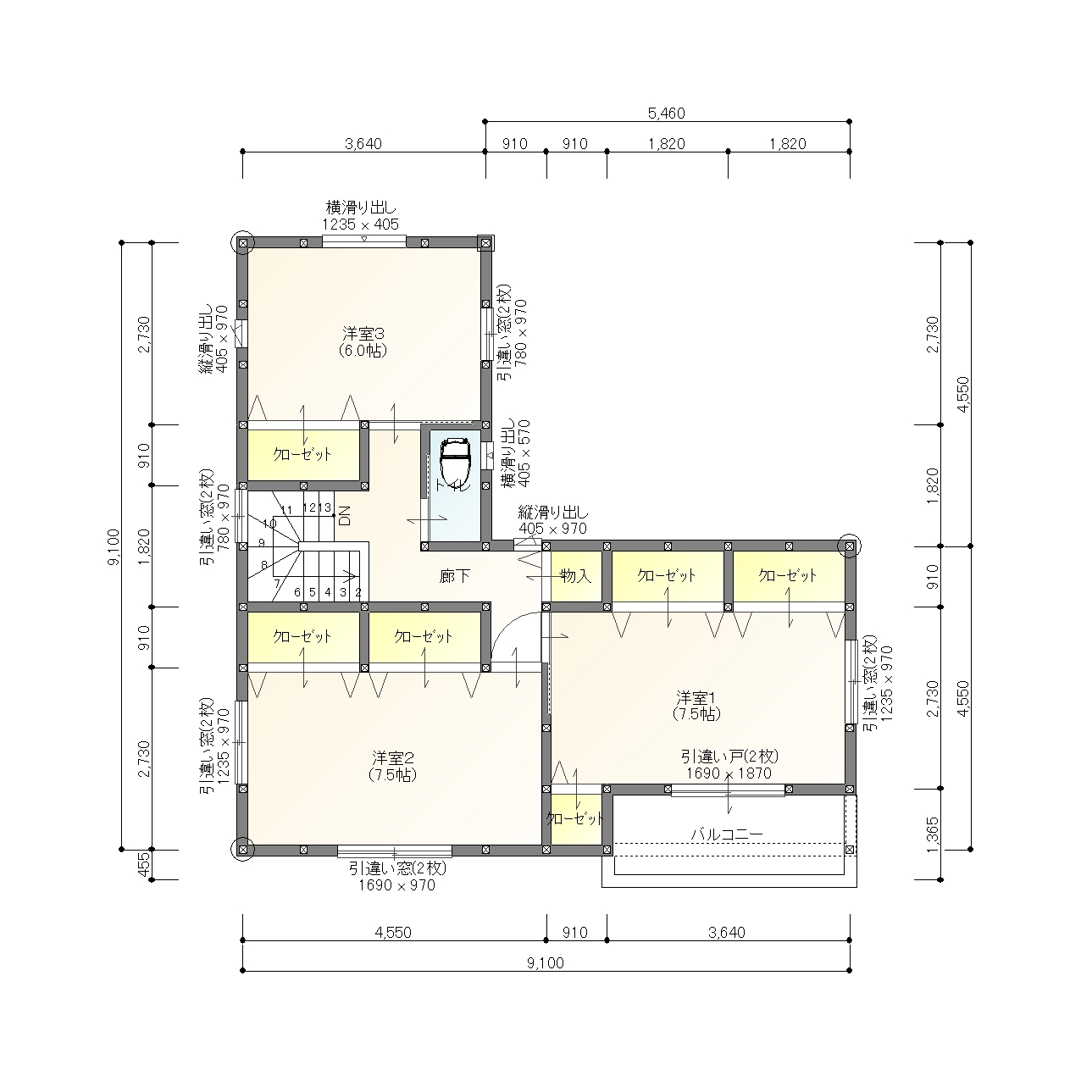 佐伯町建売2F平面図(※実際の建物と異なる場合があります。)